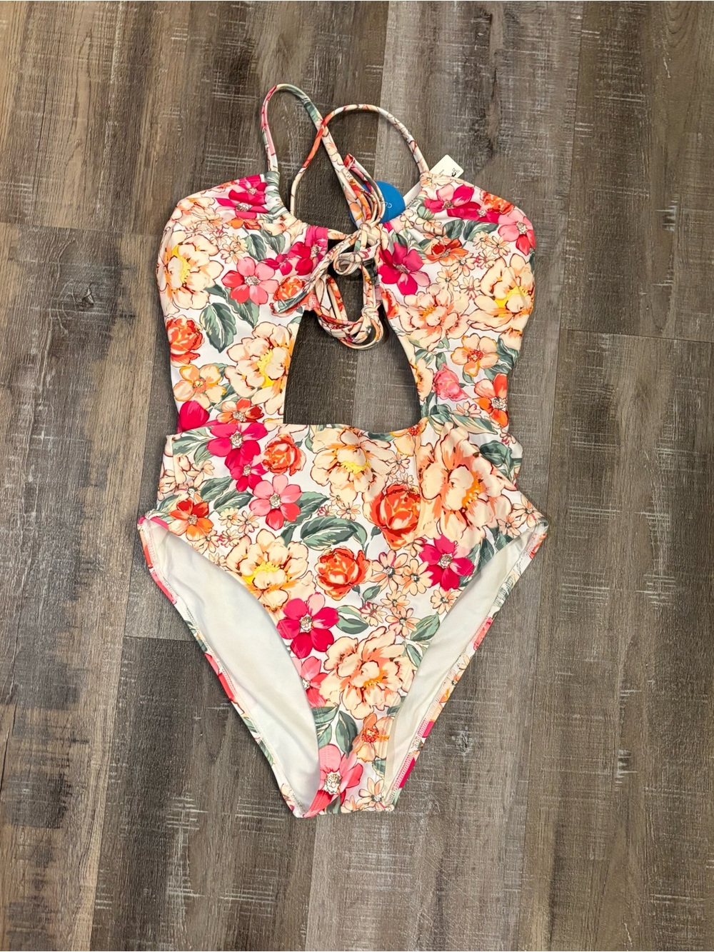 Cupshe Women's Floral One-Piece Swimsuit w/ Cutout Size Medium NWT